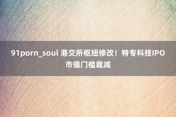 91porn_soul 港交所枢纽修改！特专科技IPO市值门槛裁减