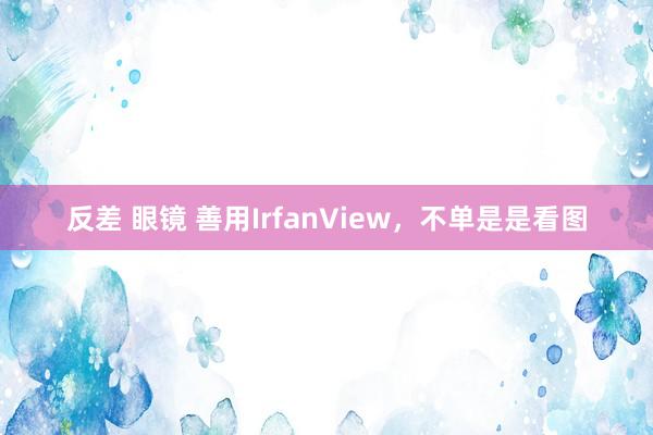 反差 眼镜 善用IrfanView，不单是是看图